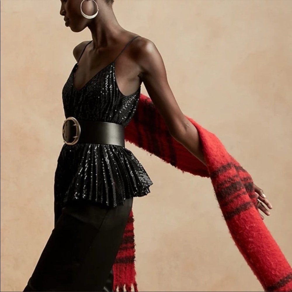 Banana Republic Sequins Pleated Tank XL